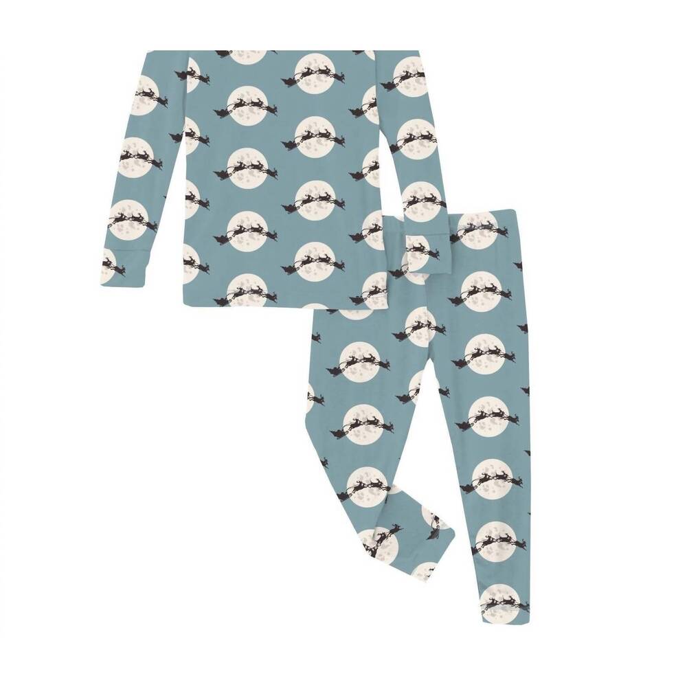 NEW KICKEE kid's long sleeve pajama set in stormy sea santa's sleigh